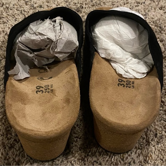 Birkenstock Papillio Namica Women’s US 8/EU 39 Suede Wedge Sandal Black Leather - Picture 4 of 6